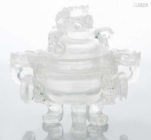 CHINESE ROCK CRYSTAL CENSER WITH COVER