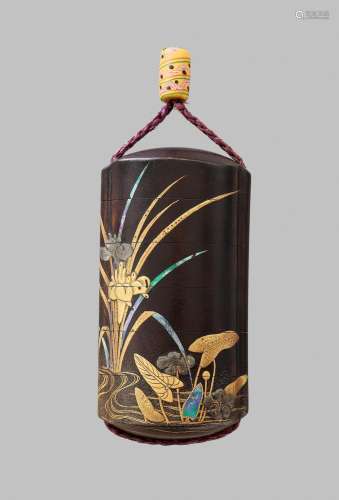 JOKASAI: AN INLAID LACQUER FIVE-CASE INRO DEPICTING A DUCK I...