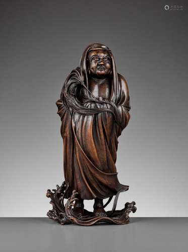 MASAYOSHI: A SUPERB WOOD OKIMONO OF DARUMA