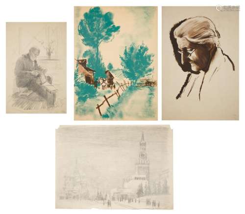 A GROUP OF FOUR WORKS ON PAPER BY NIKOLAI TROSHIN (RUSSIAN 1...