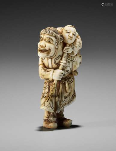 HIDEMASA: AN IVORY NETSUKE OF A DUTCHMAN WITH CHILD