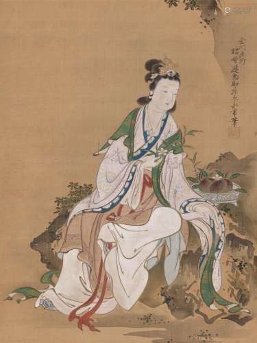 KANO EIJO (1731-1787): A FINE KANO SCHOOL SCROLL PAINTING OF...