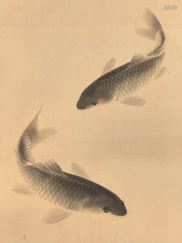 SEISEN: A SCROLL PAINTING OF CARPS