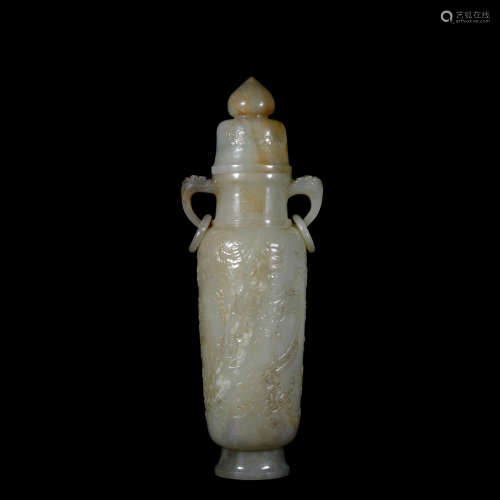 A jade vase and cover