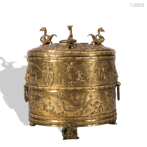 A gilt-bronze box and cover