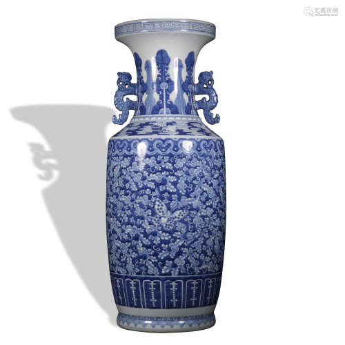 A blue and white 'butterfly' vase