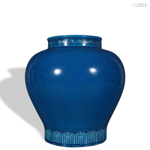A blue glazed jar