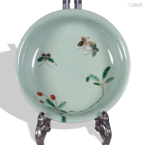 A celadon-glazed 'butterfly' bowl