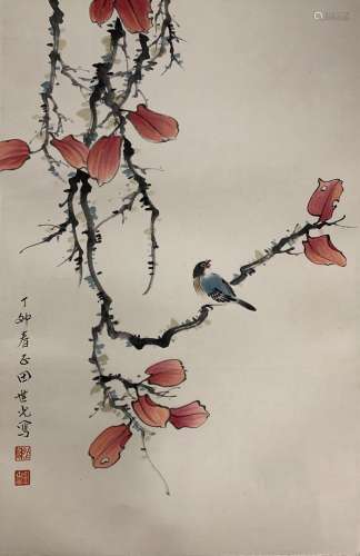 A Tian shiguang's flowers and birds painting(without frame)