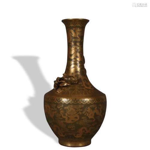 A teadust-glazed 'dragon' vase