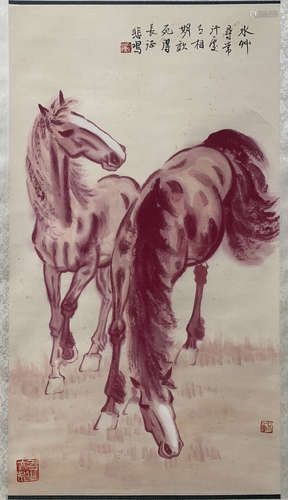 A Xu beihong's horses painting