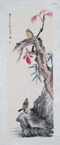 A Jiang hanting's flowers and birds painting