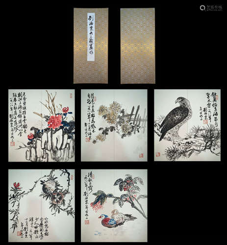A Liu haisu's flowers and birds album painting