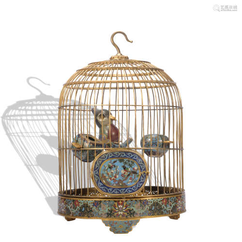 A Cloisonne enamel birdcage