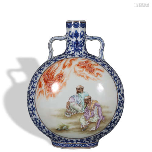 A blue and white 'lotus' moonflask