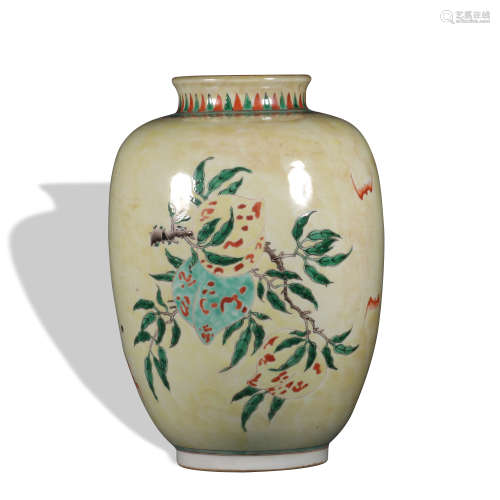 A Wu cai 'peach' jar