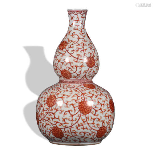An allite red glazed gourd-shaped vase