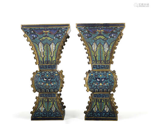 A pair of Cloisonne enamel vase