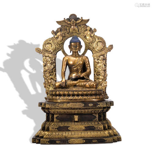 A gilt-bronze statue of Sakyamumi