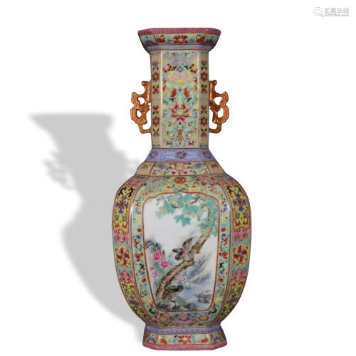 A enamel 'lotus' vase