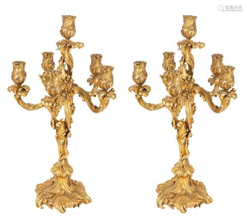 E. COLIN & CIE PAIR OF LOUIS XV STYLE ORMOLU CANDELABRA