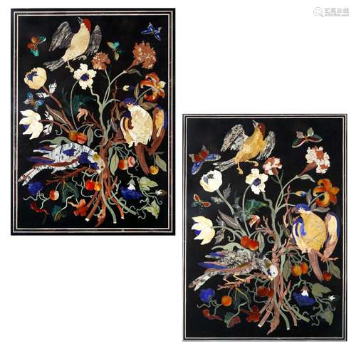 A PAIR OF ITALIAN PIETRA DURA PANELS