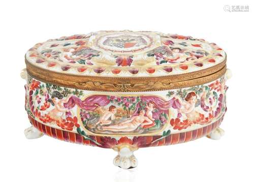 LATE 19TH CENTURY CAPODIMONTE PORCELAIN VANITY BOX