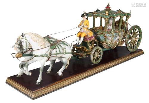 LUIGI FABRIS PORCELAIN HORSE-DRAWN CARRIAGE