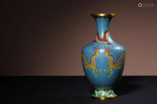 昭和時期銅胎掐絲琺瑯花瓶
