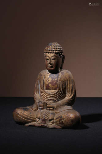 昭和時期木雕漆金觀音坐像