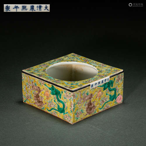 CHINESE FAMILLE ROSE PORCELAIN DRAGON AND PHOENIX PATTERN BR...