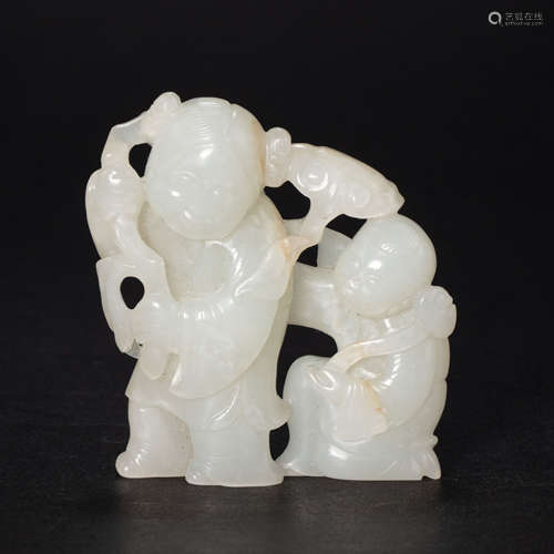 HETIAN WHITE JADE RUYI BOY, QING DYNASTY, CHINA