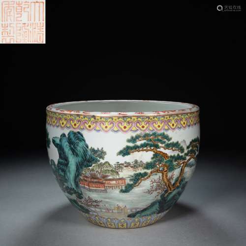 CHINESE MULTICOLORED PORCELAIN VAT, QIANLONG PERIOD, QING DY...