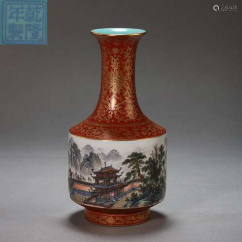 CHINESE FAMILLE ROSE PORCELAIN VASE, QIANLONG PERIOD, QING D...