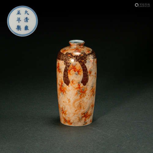 CHINESE WOOD GLAZE BOTTLE, YONGZHENG PERIOD, QING DYNASTY