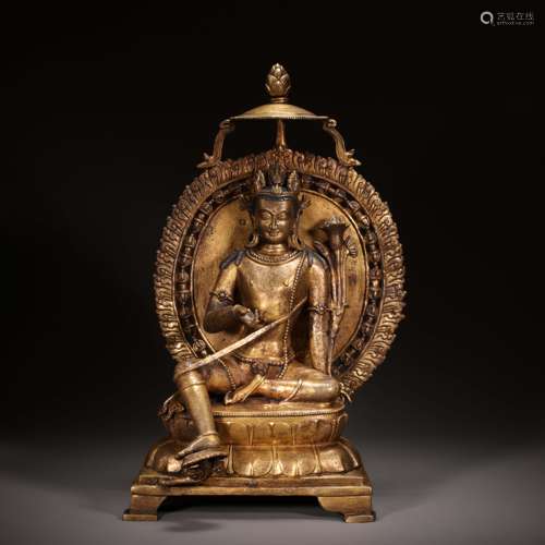 XIZANG BRONZE GILDING BUDDHA STATUE, MING DYNASTY