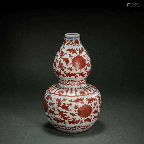 CHINESE RED GOURD BOTTLE, MING DYNASTY