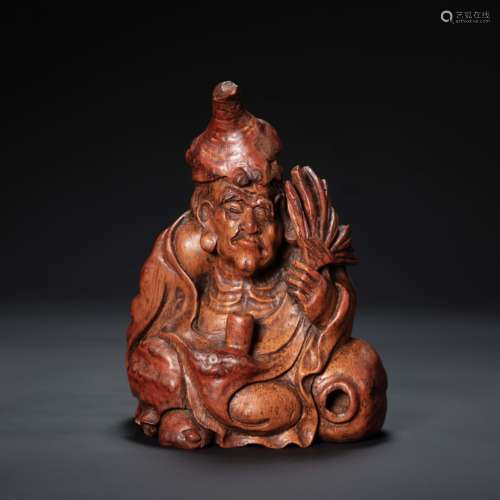 CHINESE BAMBOO JIGONG STATUE, QING DYNASTY