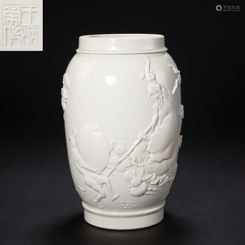 CHINESE WHITE GLAZED PORCELAIN POTS FROM THE REPUBLIC OF CHI...