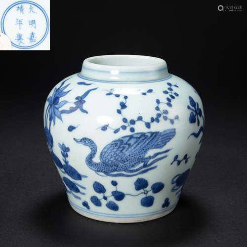 CHINESE BLUE AND WHITE PORCELAIN POTS,  JIAJING PERIOD, MING...