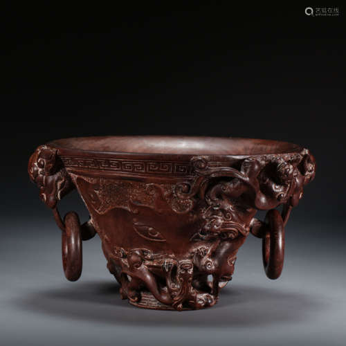 CHINESE ROSEWOOD CUP FROM THE QING DYNASTY