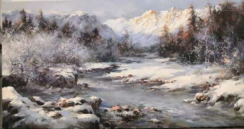 LANDSCAPE OIL ON CANVAS PAINTING, CHINESE CONTEMPORARY ARTIS...