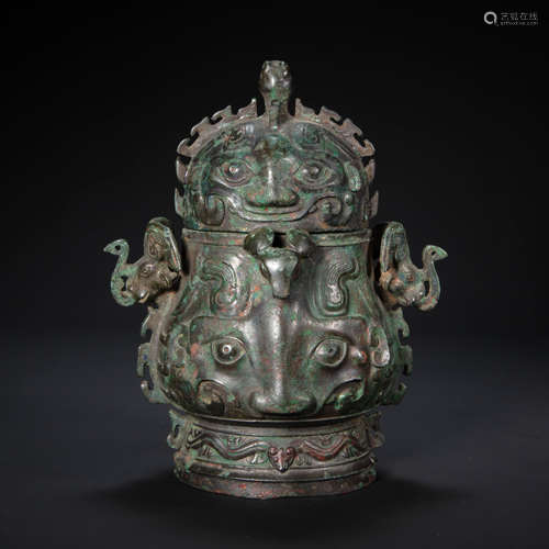 CHINESE BRONZE WINE POT, WESTERN ZHOU DYNASTY