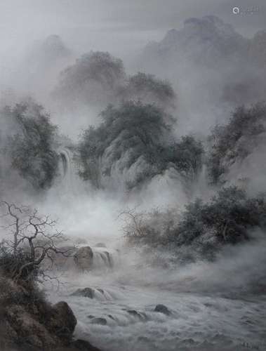 LANDSCAPE OIL PAINTING BY FAMOUS CHINESE CONTEMPORARY ARTIST...