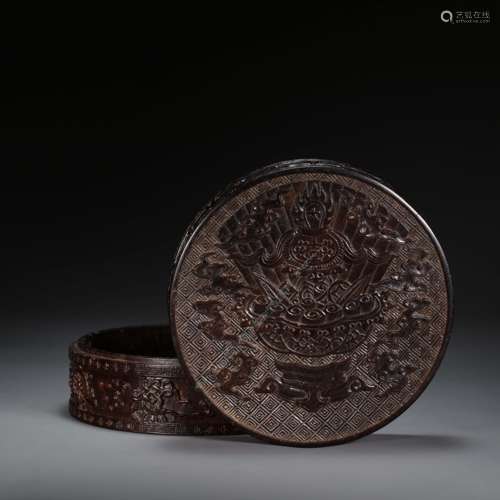 CHINESE ROSEWOOD POWDER BOX FROM THE QING DYNASTY