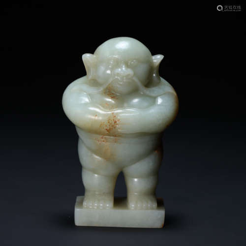 CHINESE HETIAN JADE FIGURE, WESTERN ZHOU DYNASTY