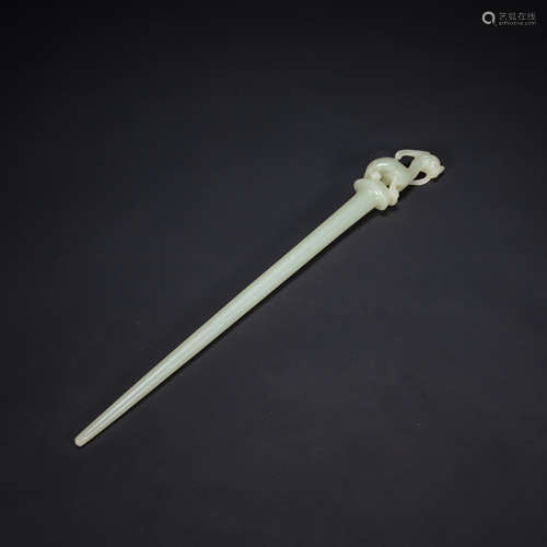 CHINESE HETIAN WHITE JADE HAIRPIN FROM, MING DYNASTY