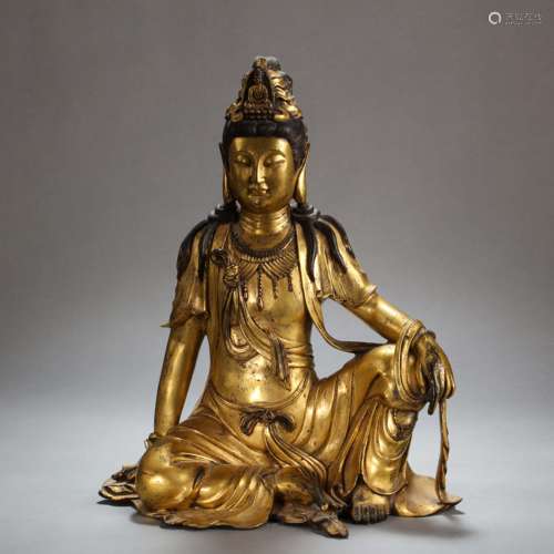 CHINESE BRONZE GILT ZIZAI GUANYIN, SONG DYNASTY