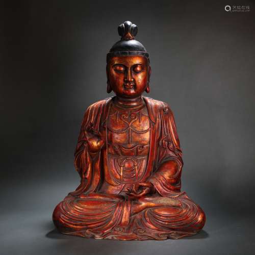 CHINESE WOODEN LACQUERWARE BUDDHA STATUES, MING DYNASTY