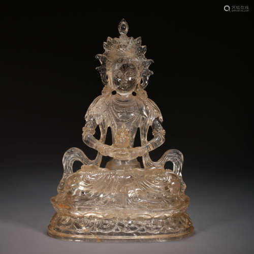 CHINESE CRYSTAL BUDDHA STATUE, QING DYNASTY